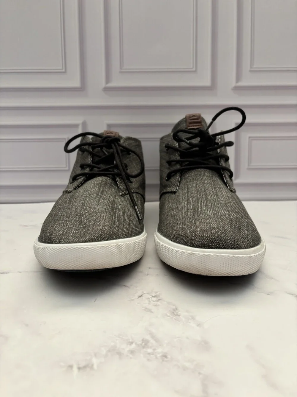 Ben Sherman Men’s Gray/White Canvas Lace-Up Sneakers Round Toe US 12 EU 45